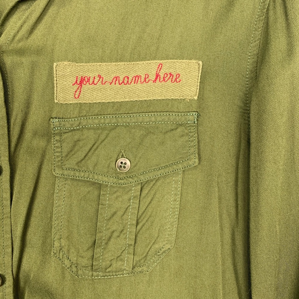 Life In Progress Army Green Button Front Shirt - image 2